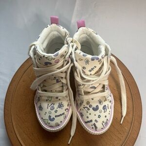 Cat & Jack White Sneakers with outer space accents. Size 11.  Exc condition